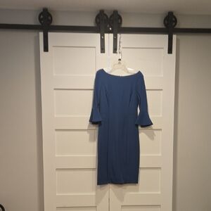 White House Black Market Blue Bell Sleeve Dress